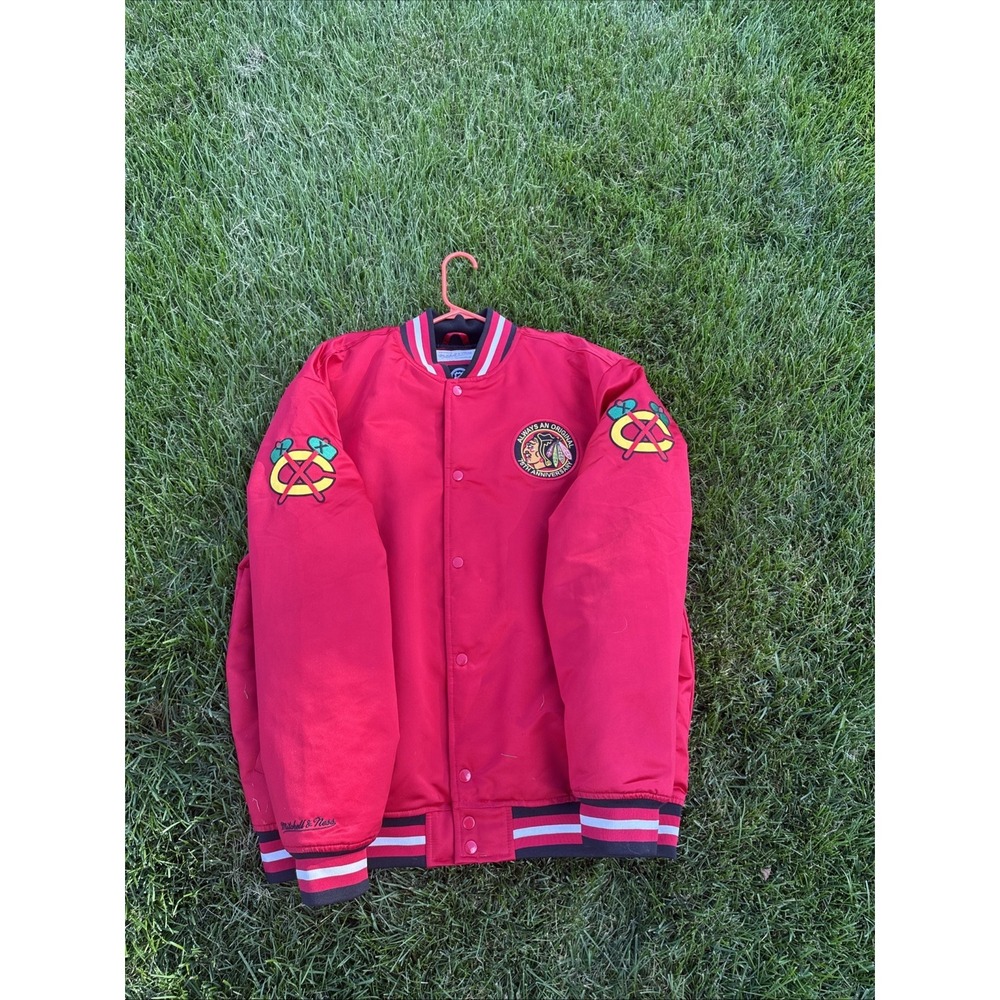 VIntage Mitchell & Ness Chicago Blackhawks Throwback Mens-XL Red Varsity Jacket